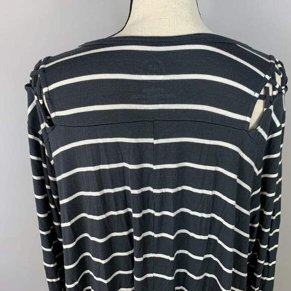 Maurices 24/7 Mini Shift A-line Dress Tunic Women 3XL B&W Stripe Detail Shoulder - Picture 8 of 11